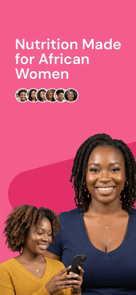 HerGains app welcome screen: Nutrition made for African women